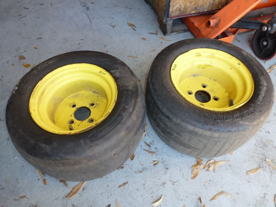 Picture of 2) Carlisle Smooth Tires  18x10.50-10 on John Deere Wheels Rims 2500A 2500B 2500E 2500 Greens Mower